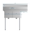 Koolmore 2 Compartment Stainless Steel NSF Commercial Kitchen Prep & Utility Sink with Drainboard SB141611-12R3